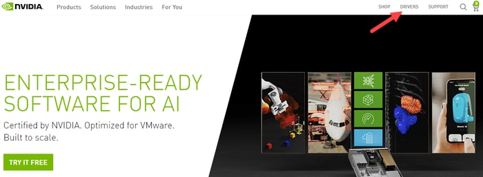 Choose Drivers Menu from Nvidia Official Website